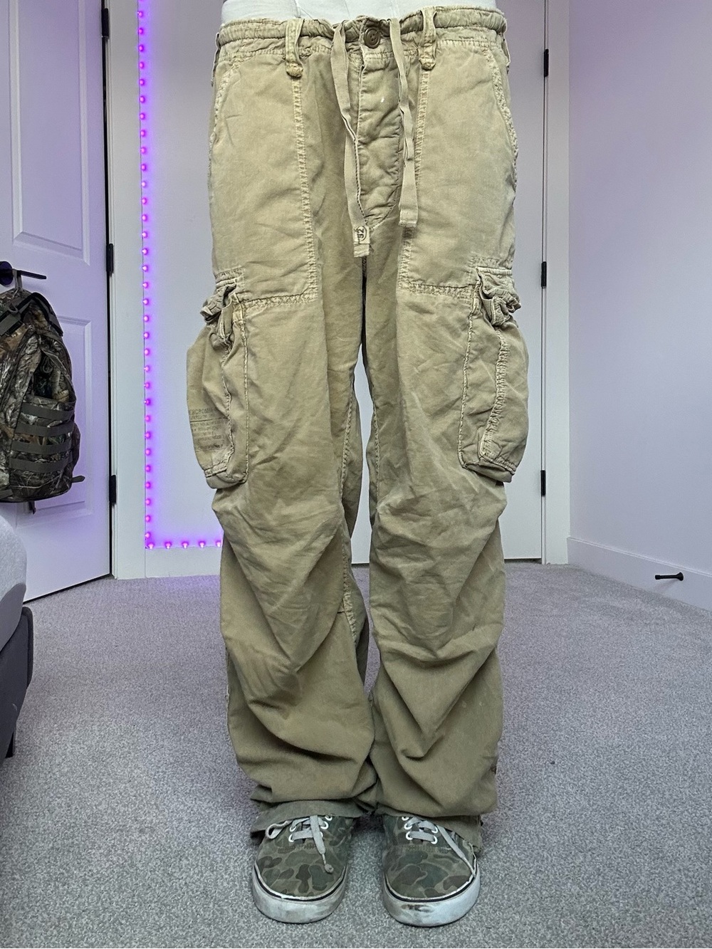 Vintage Abercrombie & Fitch Tan Cargo Pants Lightweight